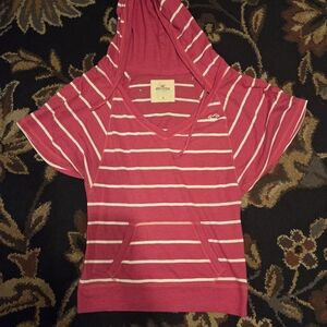 *LAST DAY!!!* Hollister Pink and White Striped Hoodie